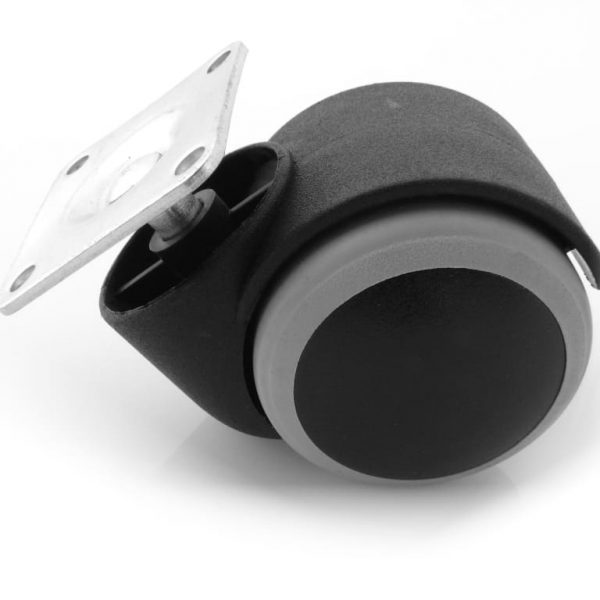 Kółko meblowe obrotowe gumowane z płytką [fi50mm, 8mm]