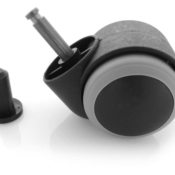 Kółko meblowe obrotowe gumowane z tulejką [fi50mm, 8mm]