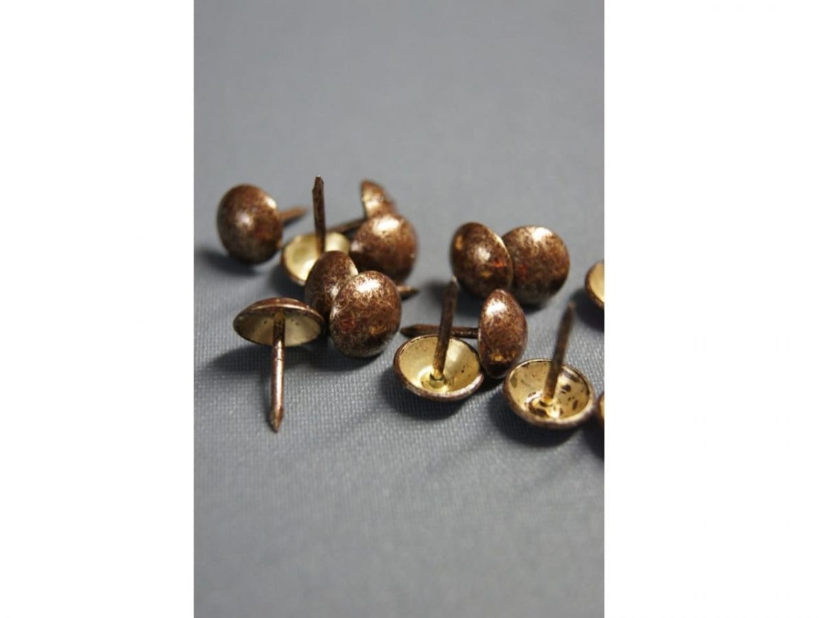 Pinezki (gwoździe) ozdobne brązowe, śr 10mm [75 szt.]