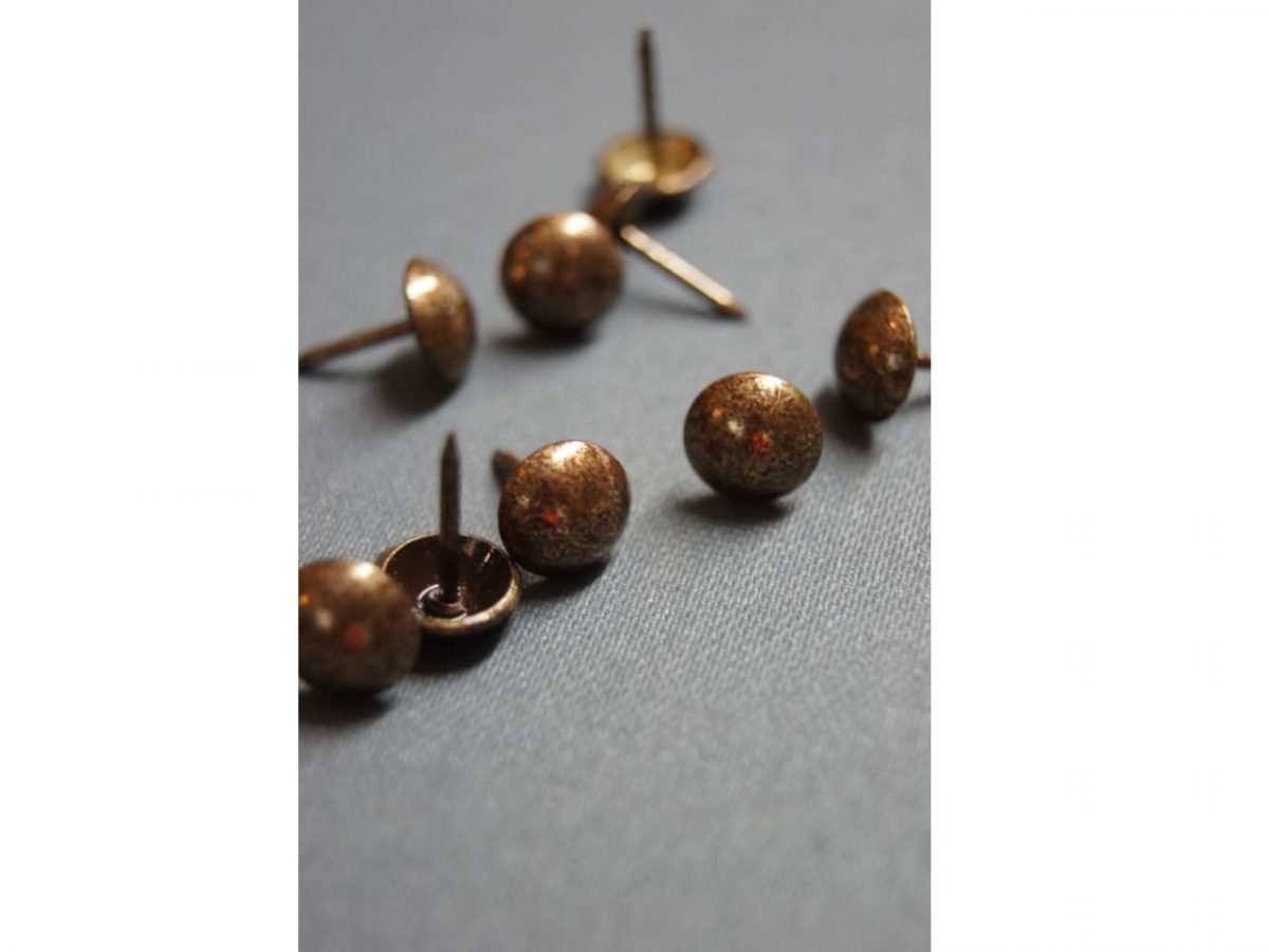 Pinezki (gwoździe) ozdobne brązowe, śr 9mm [75 szt.]