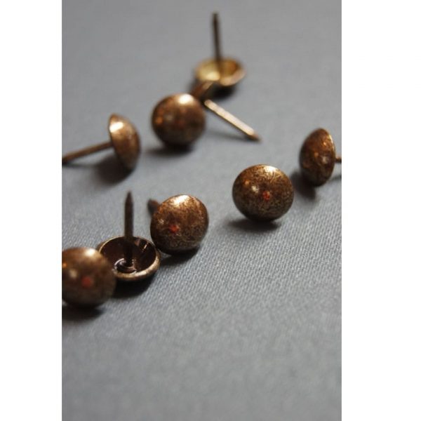 Pinezki (gwoździe) ozdobne brązowe, śr 9mm [75 szt.]