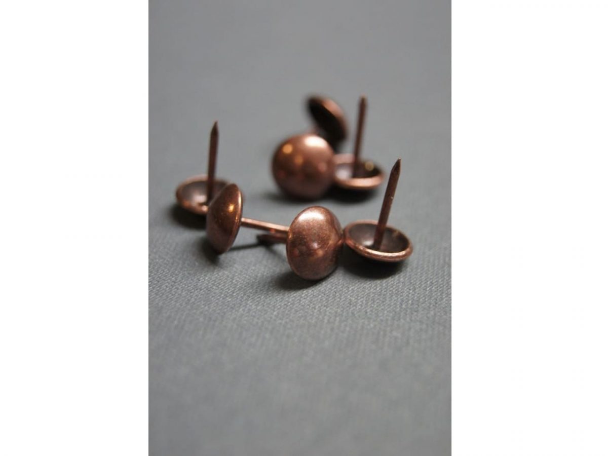 Pinezki (gwoździe) ozdobne miedziane, śr 10mm [75 szt.]