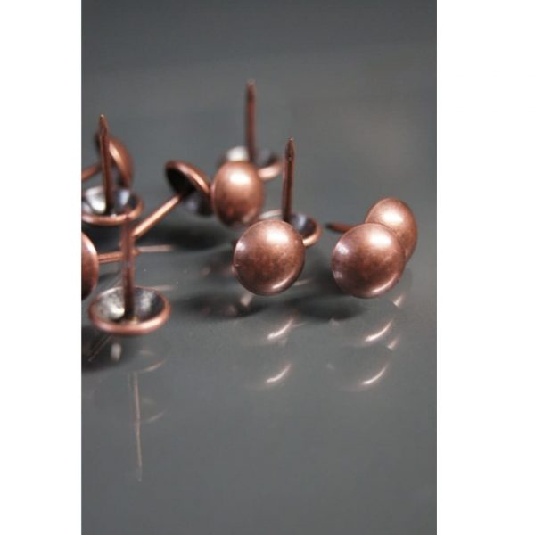 Pinezki (gwoździe) ozdobne miedziane, śr 9mm [75 szt.]