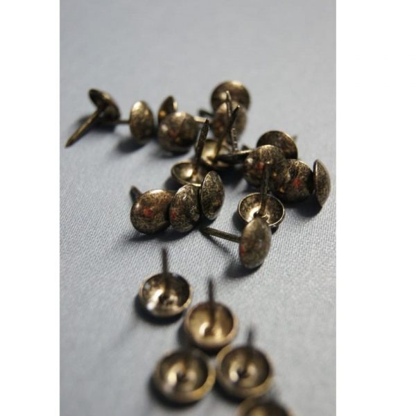 Pinezki (gwoździe) ozdobne postarzane złoto, śr 9mm [100 szt.]