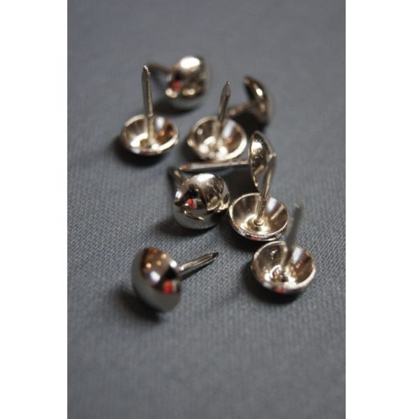 Pinezki (gwoździe) ozdobne srebrne, śr 9mm [75 szt.]