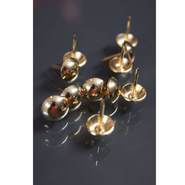 Pinezki (gwoździe) ozdobne złote, śr 10mm [50 szt.]