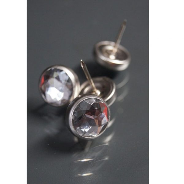 Pinezki (gwoździe) z kryształem białe [18 szt.]