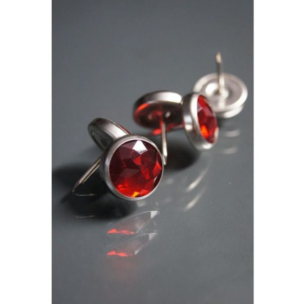 Pinezki (gwoździe) z kryształem czerwone [18 szt.]