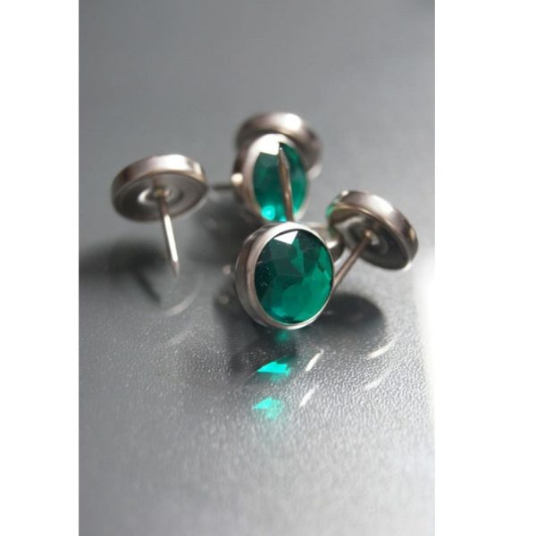 Pinezki (gwoździe) z kryształem zielone [18 szt.]