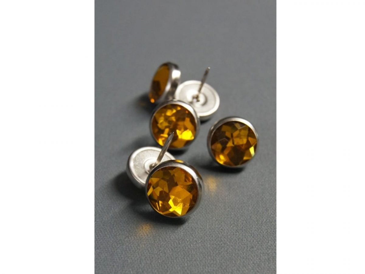 Pinezki (gwoździe) z kryształem żółte [18 szt.]