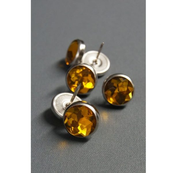 Pinezki (gwoździe) z kryształem żółte [18 szt.]